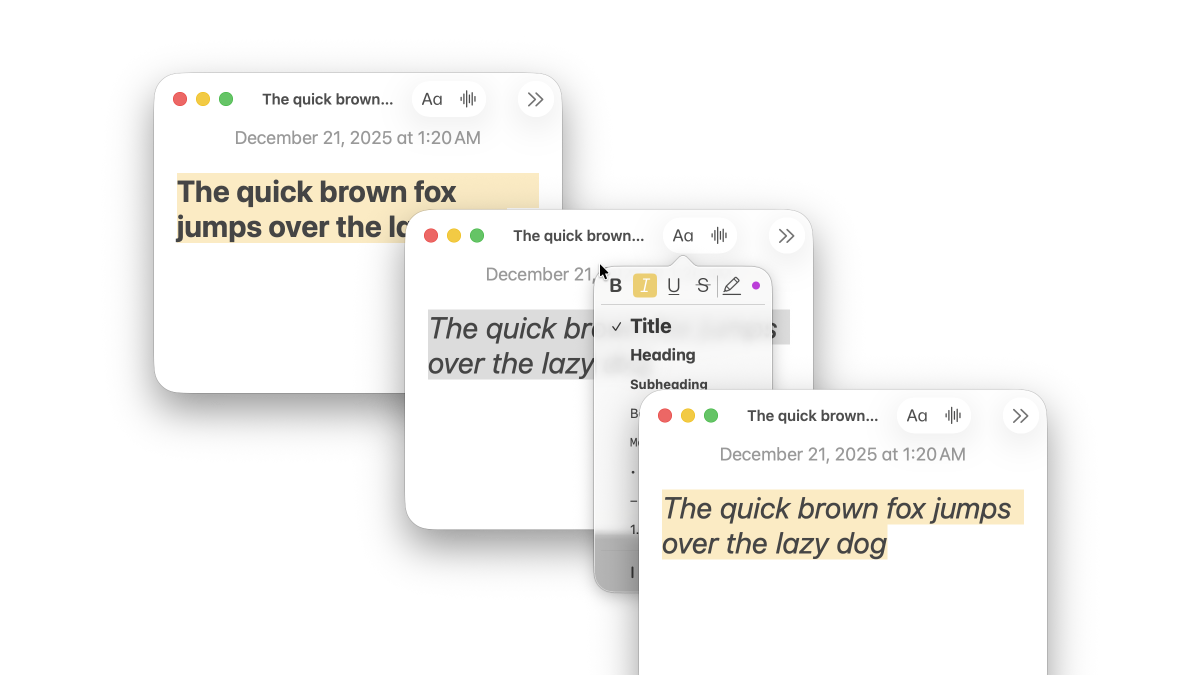 Italic Toggle UI